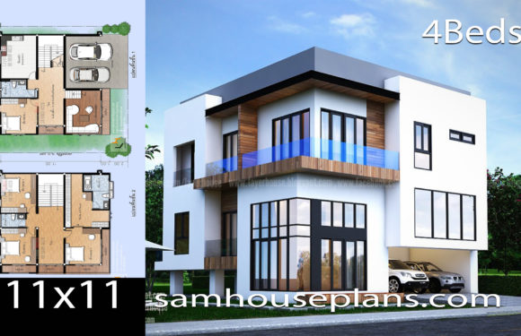 House Plans 11×11 with 4 Bedrooms