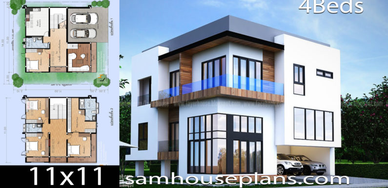 House Plans 11×11 with 4 Bedrooms
