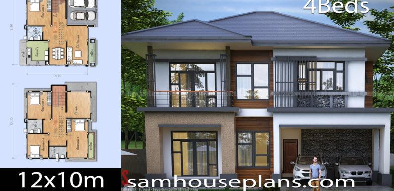 House Plans 12x10m With 4 Bedrooms