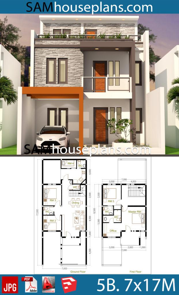 House Plans 7x17 with 5 Bedrooms - House Plans Free Downloads
