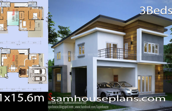 House Plans Idea 11×15.6m with 3 bedrooms