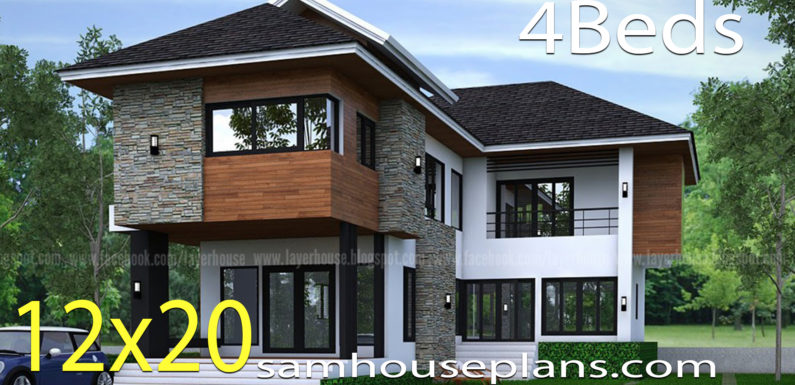 House Plans Idea 12×20 m with 4 bedrooms