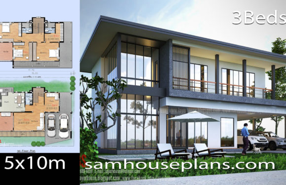 House Plans Idea 15x10m with 3 bedrooms
