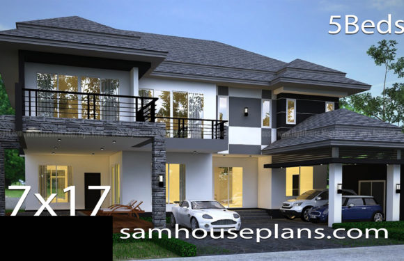 House Plans Idea 17x17m with 5 bedrooms