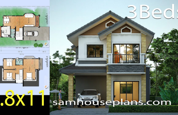 House Plans Idea 7.8×11 m with 3 bedrooms