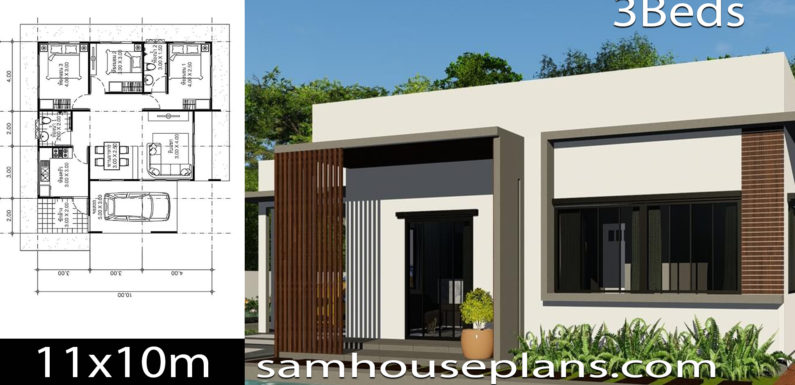 House Plans Idea 11×10 with 3 Bedrooms