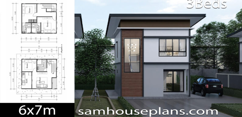 House Plans Idea 6×7 with 3 Bedrooms