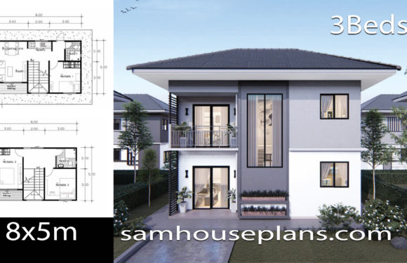 House Plans Idea 8×5 with 3 Bedrooms