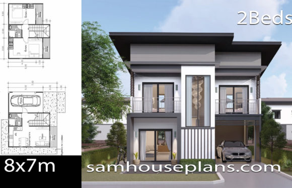 House Plans Idea 8×7 with 2 Bedrooms