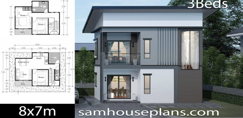 House Plans Idea 8×7 with 3 Bedrooms