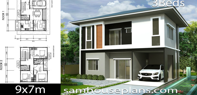 House Plans Idea 9×7 with 3 Bedrooms