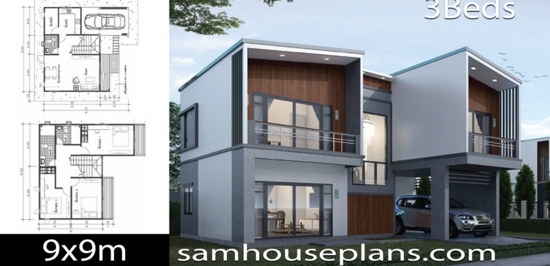 House Plans Idea 9×9 with 3 Bedrooms