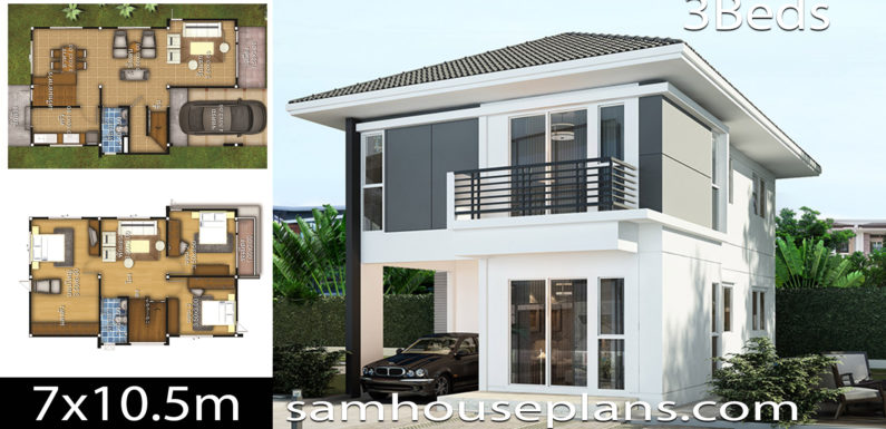 House Plans Idea 7×10.5 with 3 bedrooms
