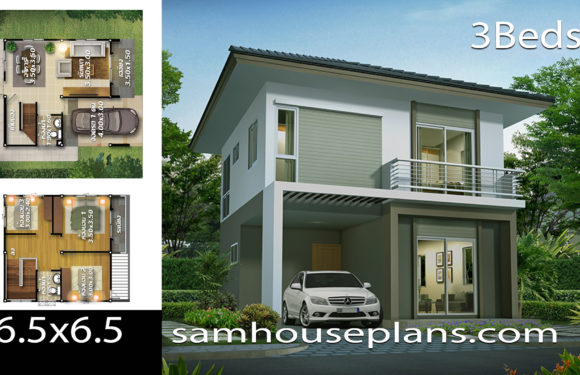 House plans 6.5×6.5 with 3 bedroom