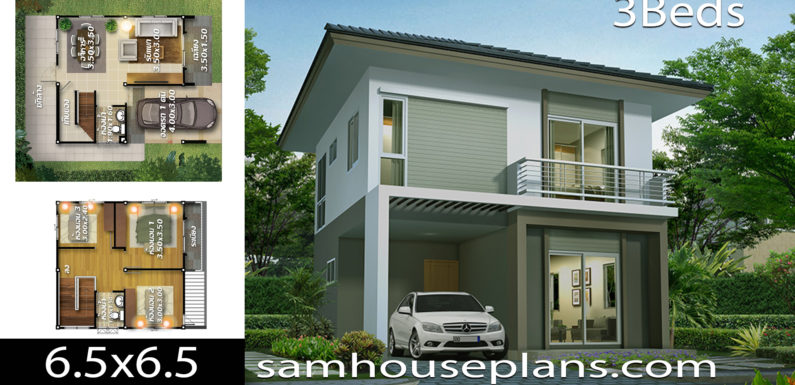 House plans 6.5×6.5 with 3 bedroom