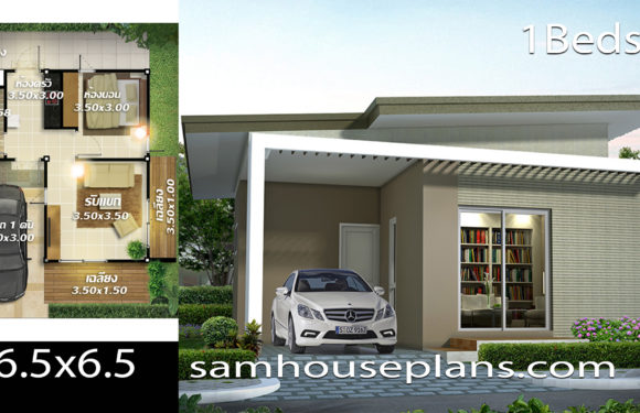 House plans idea 6.5×6.5 with 1 bedrooms